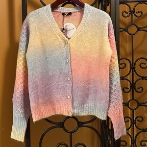 BOOHOO Soft Knit Ombré Puff Sleeve Cardigan